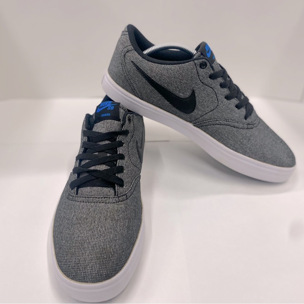 Nike SB Check Solarsoft Canvas Black Blue Skate Shoes Size 10.5 843896-004